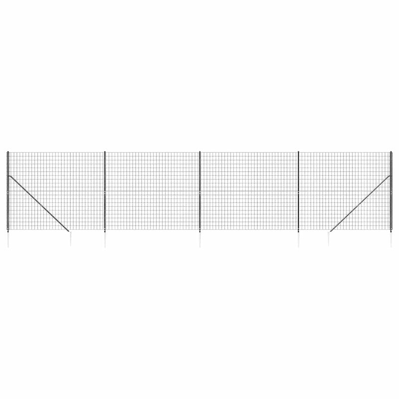 Gard plasă de sârmă cu țăruși de fixare, antracit, 1,6x10 m