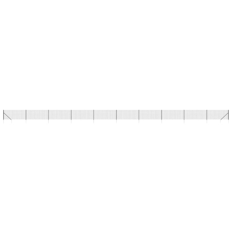 Gard plasă de sârmă cu țăruși de fixare, antracit, 0,8x25 m