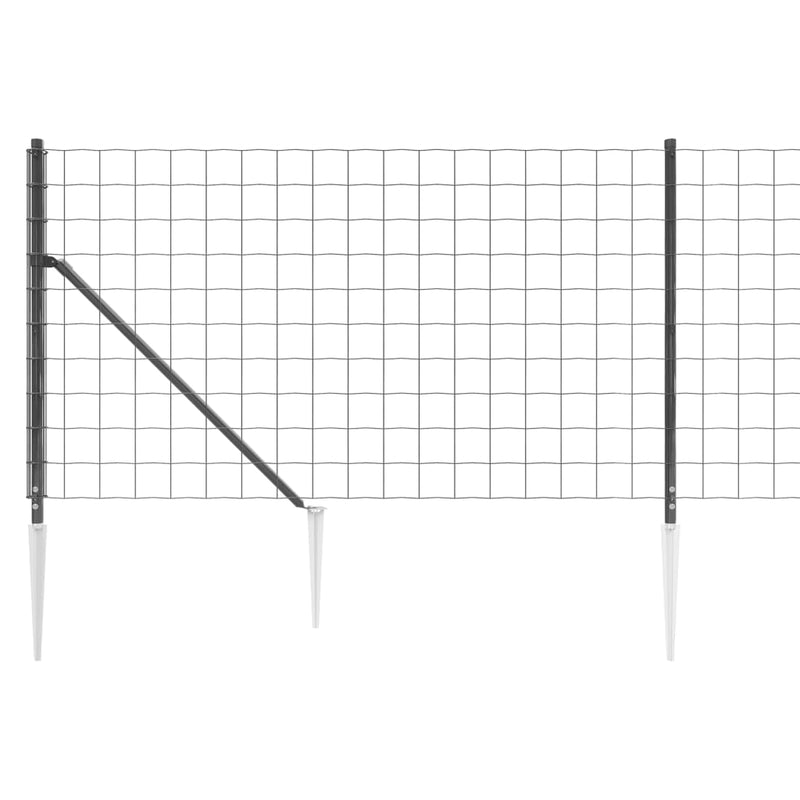 Gard plasă de sârmă cu țăruși de fixare, antracit, 1x25 m