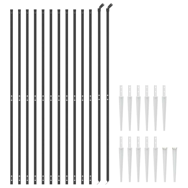 Gard plasă de sârmă cu țăruși de fixare, antracit, 1,6x25 m