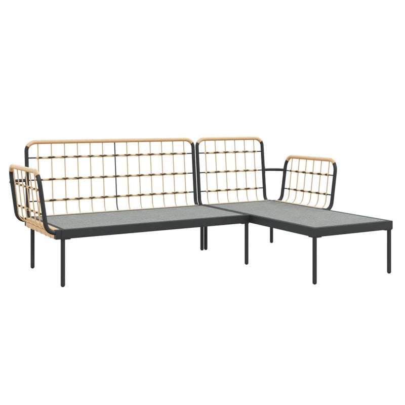 Set mobilier de grădină cu perne gri închis, 3 piese, poliratan