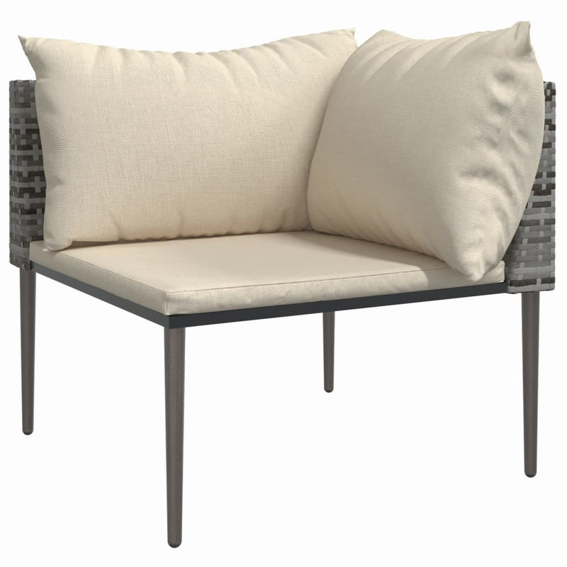 Set mobilier de grădină cu perne, 3 piese, gri, poliratan
