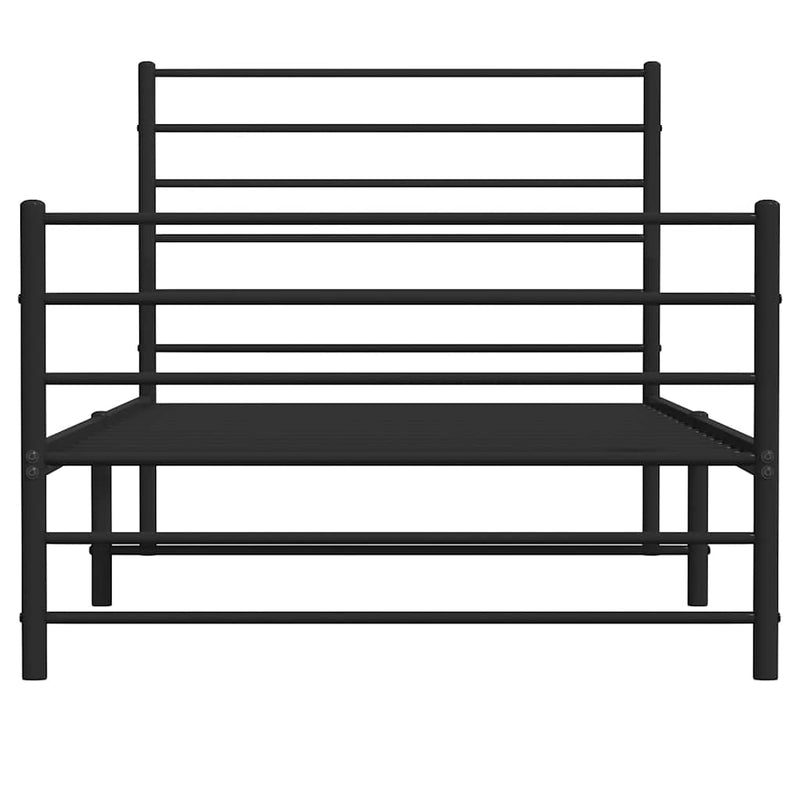 Cadru pat metalic cu tăblii de cap/picioare, negru, 80x200 cm