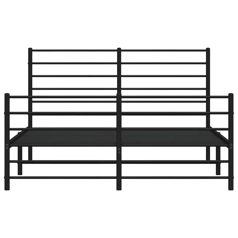 Cadru pat metalic cu tăblie de cap/picioare, negru, 120x190 cm