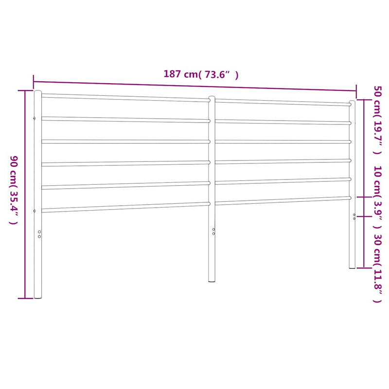 Tăblie de pat de schimb metalică, negru, 180 cm