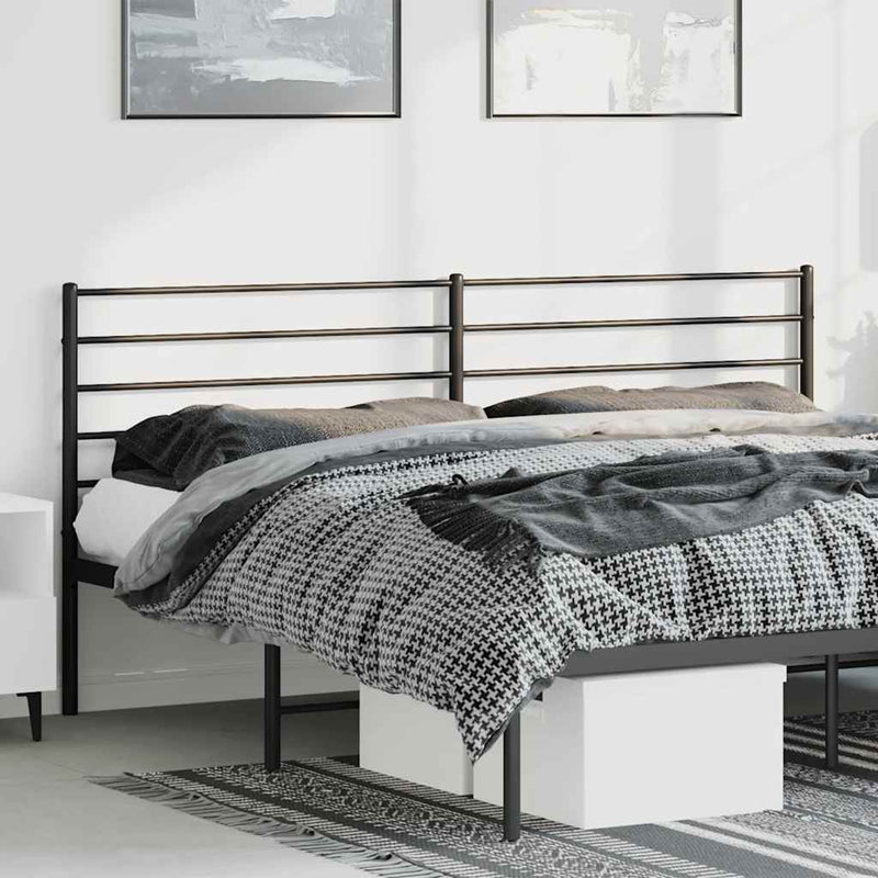 Tăblie de pat de schimb metalică, negru, 180 cm