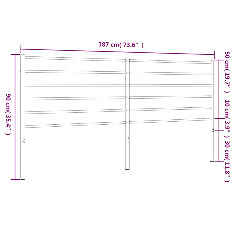 Tăblie de pat de schimb metalică, alb, 180 cm