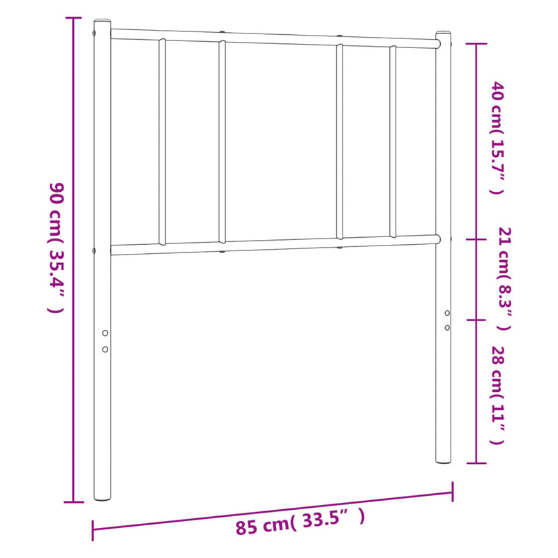 Tăblie de pat de schimb metalică, negru, 80 cm