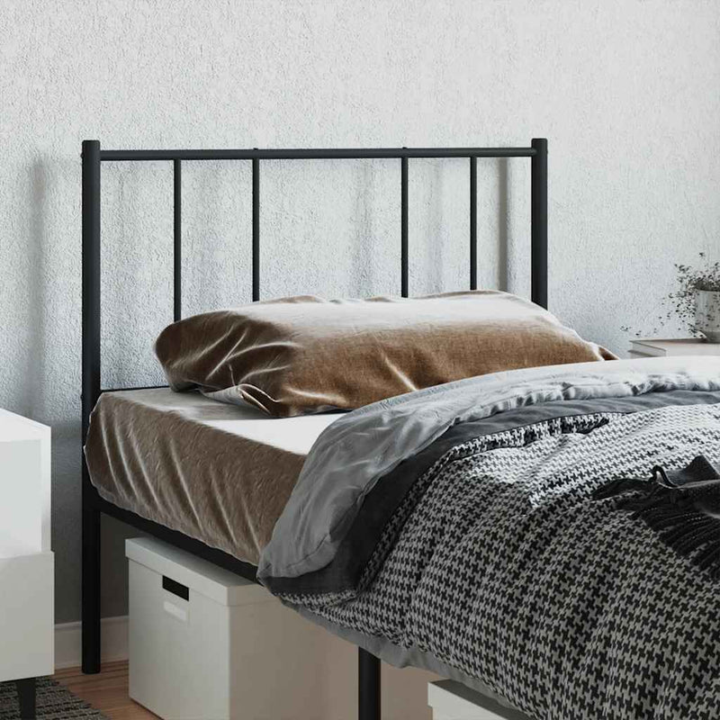 Tăblie de pat de schimb metalică, negru, 90 cm