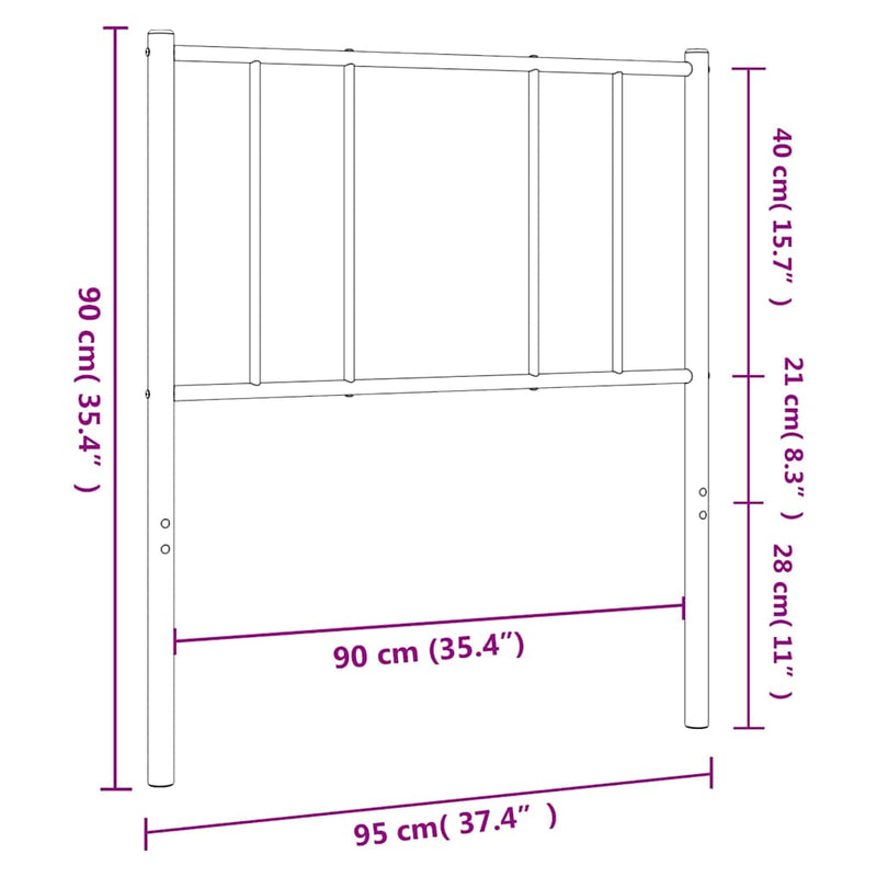 Tăblie de pat de schimb metalică, negru, 90 cm
