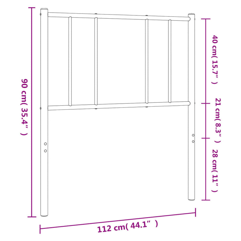 Tăblie de pat de schimb metalică, negru, 107 cm