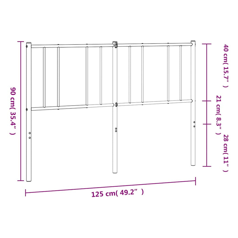 Tăblie de pat de schimb metalică, alb, 120 cm