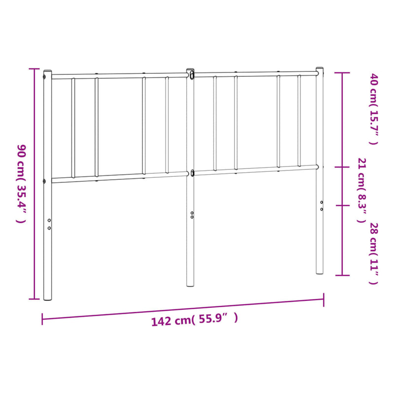 Tăblie de pat de schimb metalică, alb, 135 cm