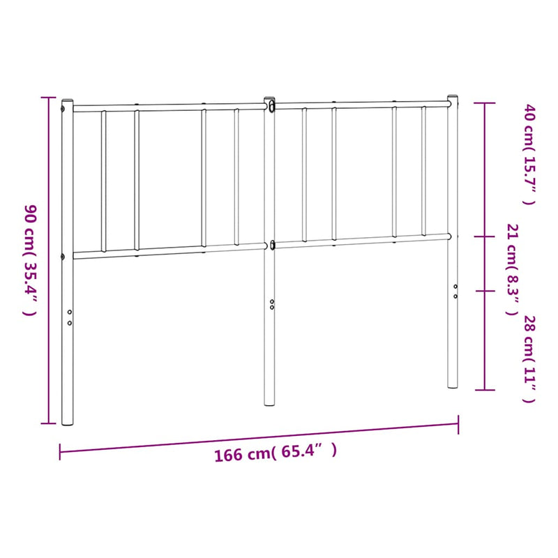 Tăblie de pat de schimb metalică, alb, 160 cm