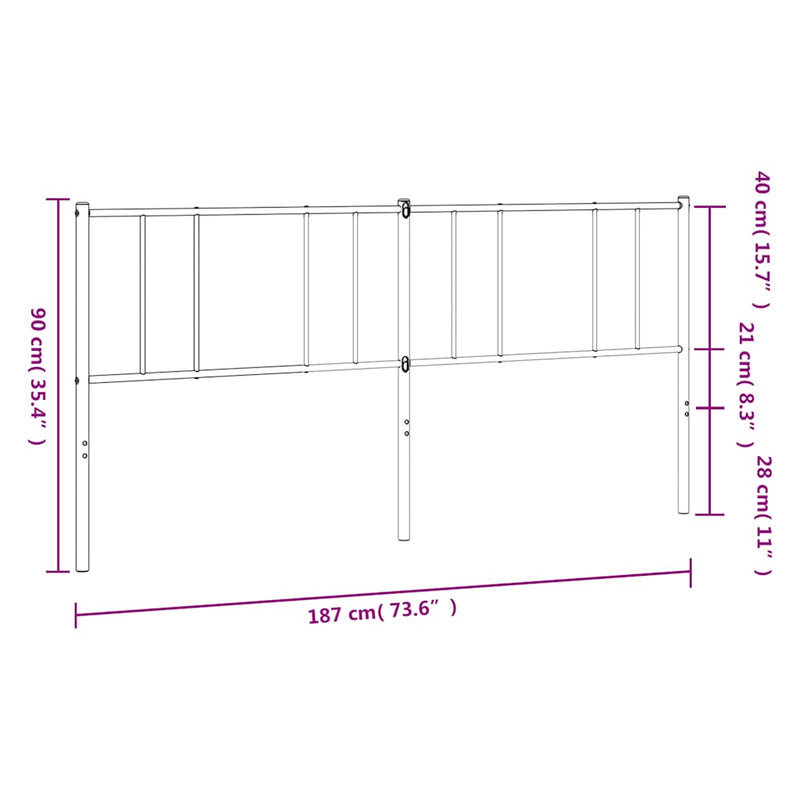 Tăblie de pat de schimb metalică, alb, 180 cm
