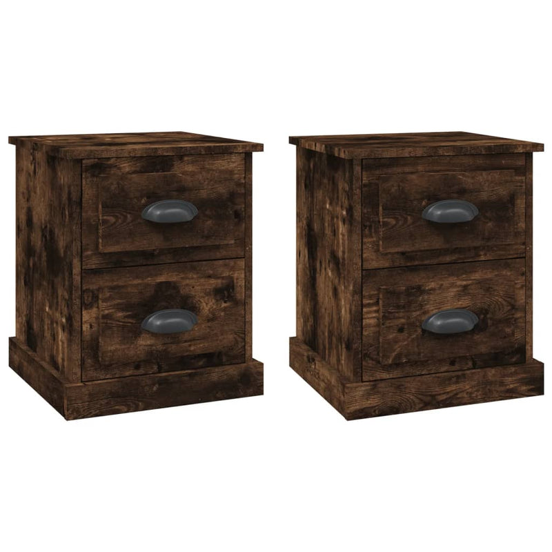 Noptiere, 2 buc., stejar afumat, 39x39x47,5 cm, lemn prelucrat