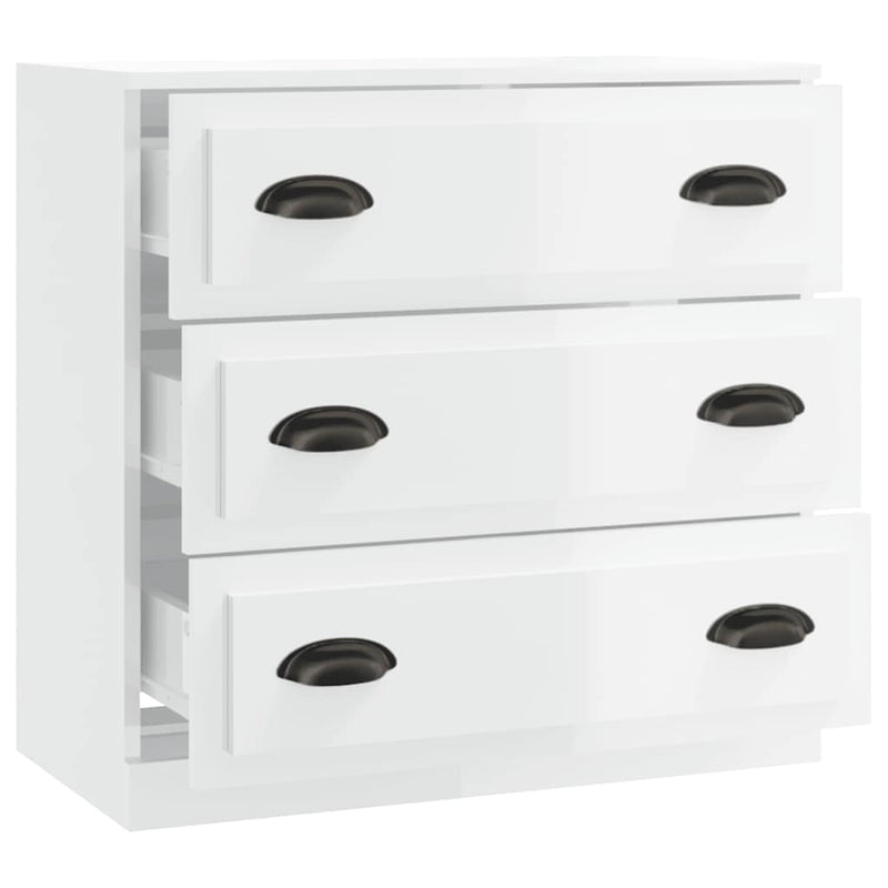 Servantă, alb extralucios, 70x35,5x67,5 cm, lemn prelucrat