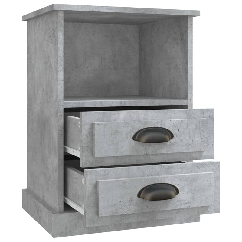 Noptiere, 2 buc., gri beton, 43x36x60 cm
