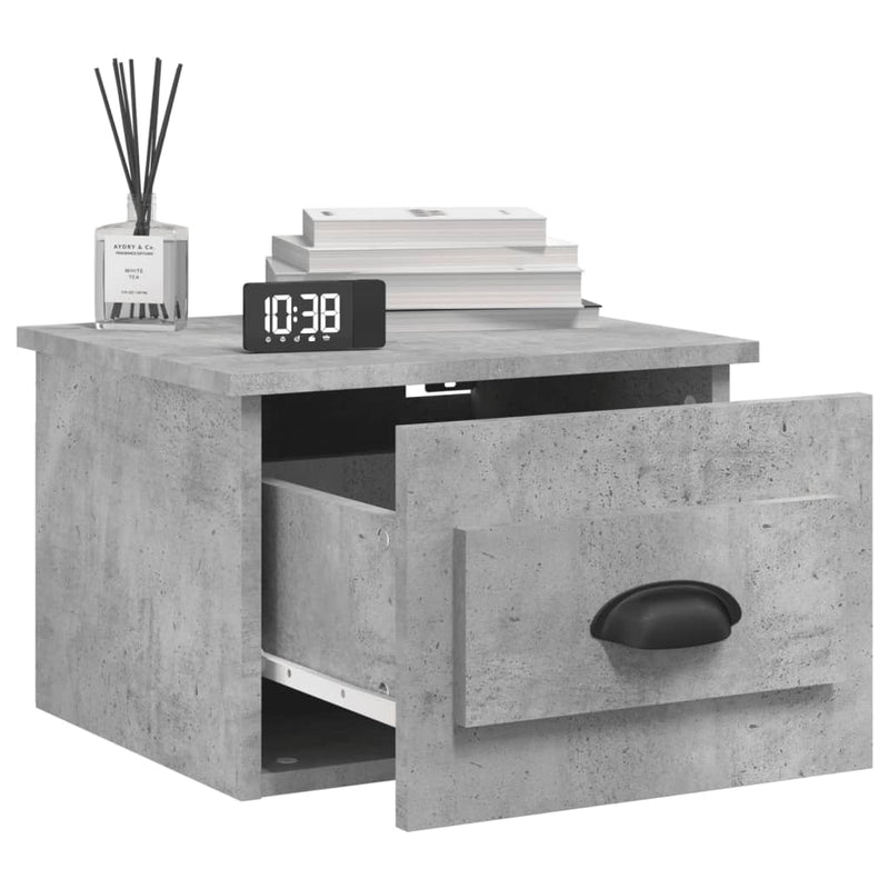 Noptieră de perete, gri beton, 41,5x36x28 cm