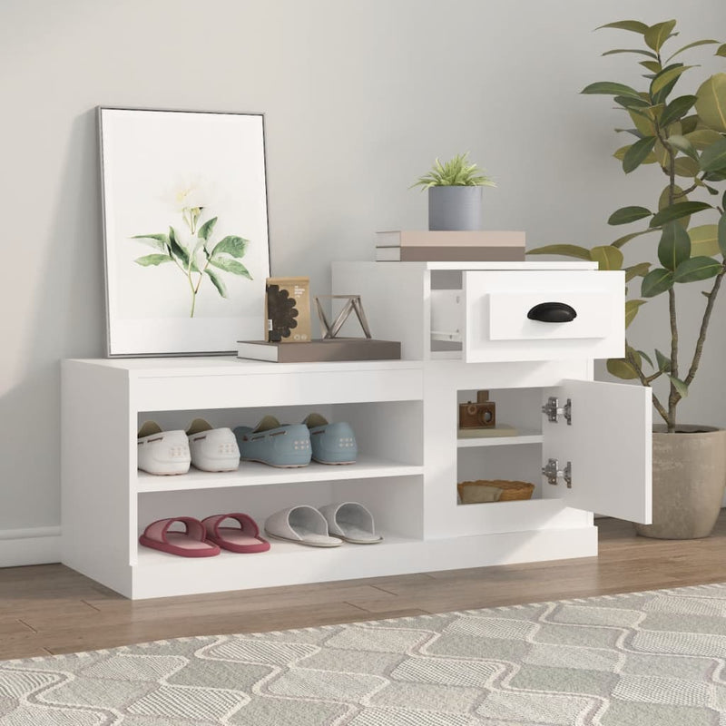 Pantofar, alb, 102x36x60 cm, lemn compozit