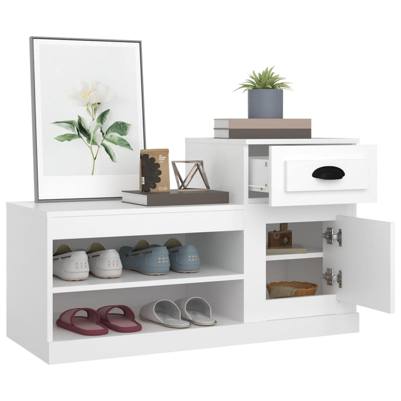 Pantofar, alb, 102x36x60 cm, lemn compozit