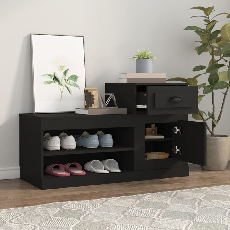 Pantofar, negru, 100x42x60 cm, lemn prelucrat