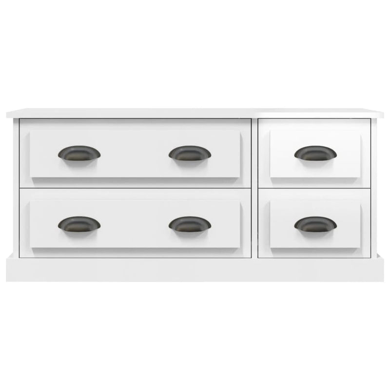 Comodă TV, alb extralucios, 100x35,5x45 cm, lemn prelucrat