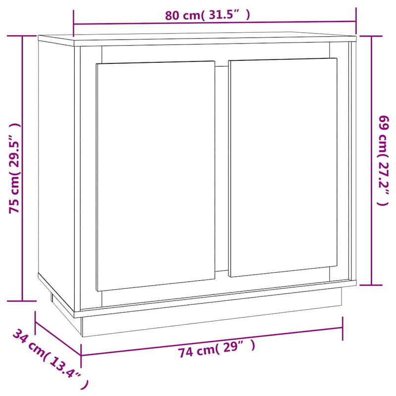 Dulap, stejar sonoma, 80x34x75 cm, lemn prelucrat