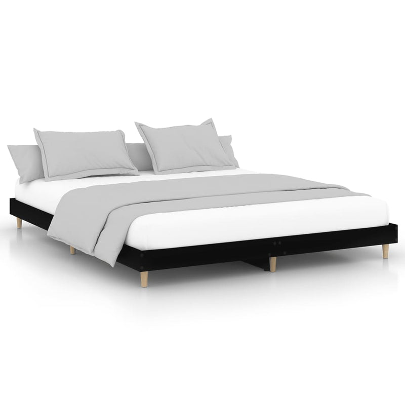 Cadru de pat, negru, 200x200 cm, lemn prelucrat