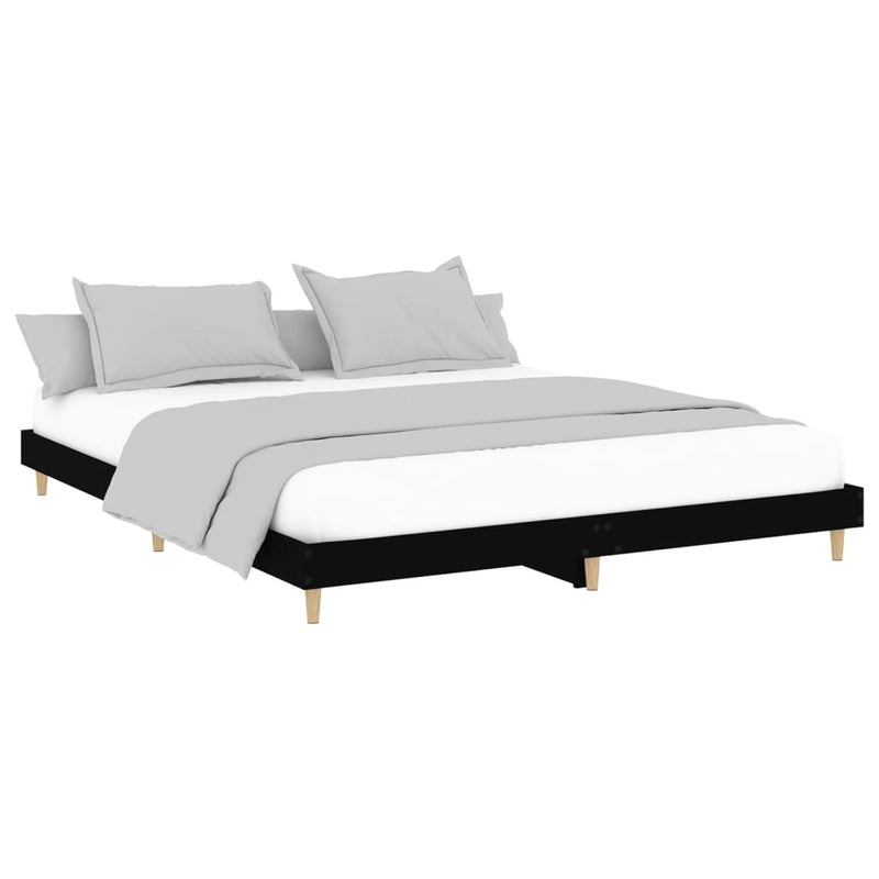 Cadru de pat, negru, 200x200 cm, lemn prelucrat