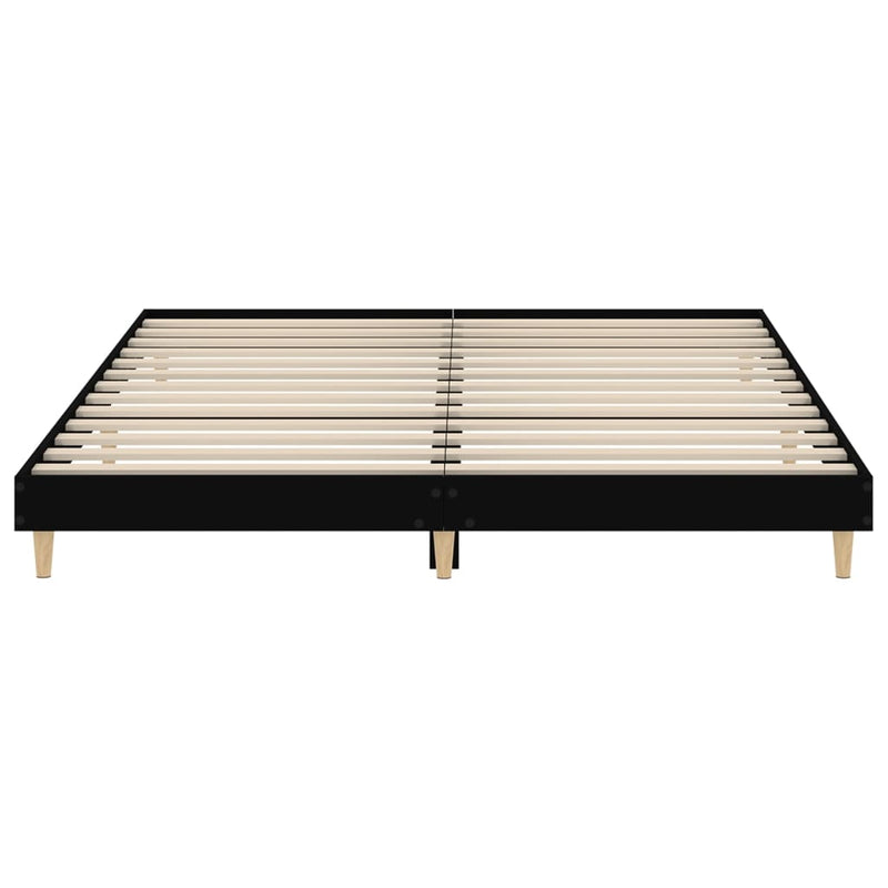Cadru de pat, negru, 200x200 cm, lemn prelucrat