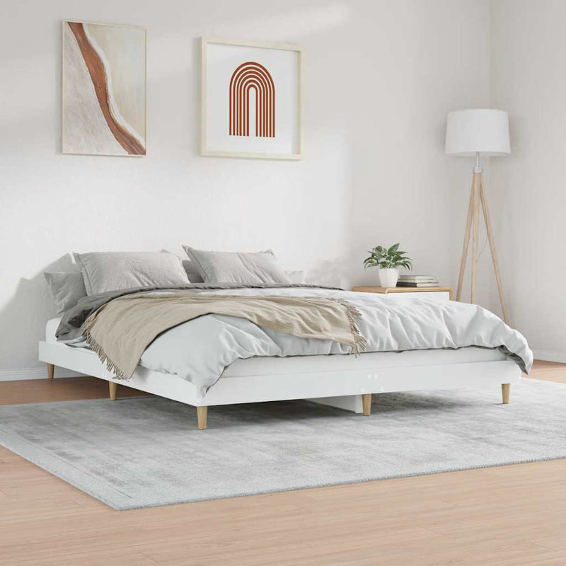 Cadru de pat, alb, 120x200 cm, lemn prelucrat