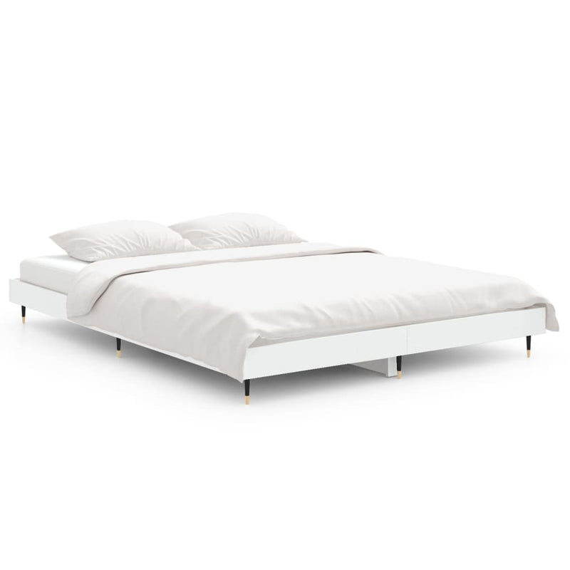 Cadru de pat, alb ,135x190 cm, lemn prelucrat