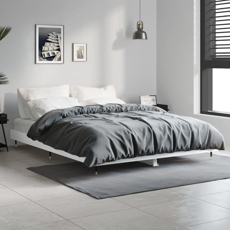 Cadru de pat, alb ,135x190 cm, lemn prelucrat