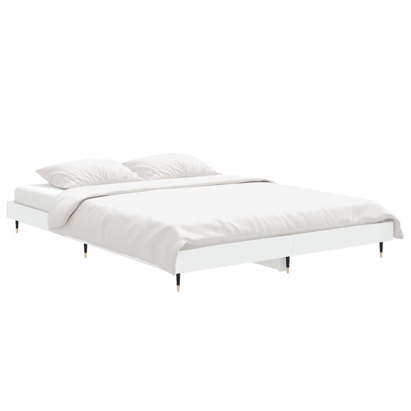 Cadru de pat, alb ,135x190 cm, lemn prelucrat