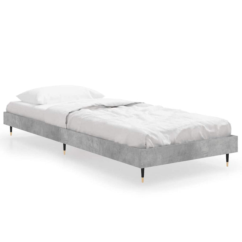Cadru de pat, gri beton, 75x190 cm, lemn prelucrat