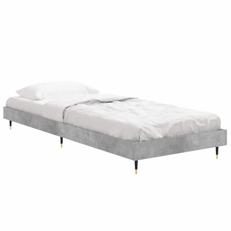 Cadru de pat, gri beton, 75x190 cm, lemn prelucrat