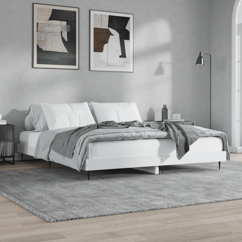 Cadru de pat, alb, 200x200 cm, lemn prelucrat