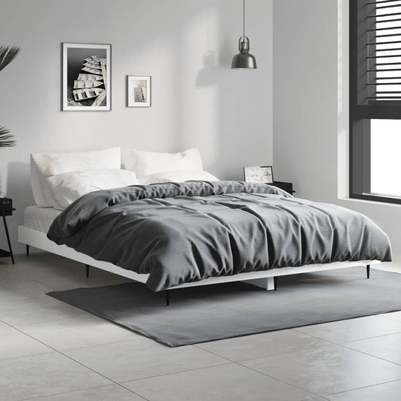 Cadru de pat, alb, 140x190 cm, lemn prelucrat