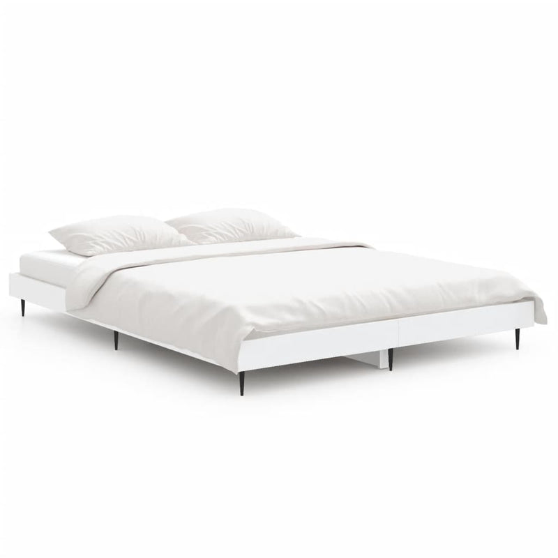 Cadru de pat, alb ,135x190 cm, lemn prelucrat