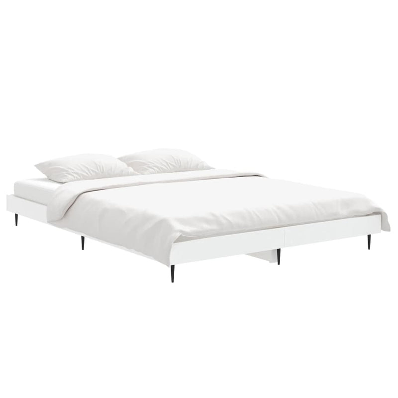 Cadru de pat, alb ,135x190 cm, lemn prelucrat