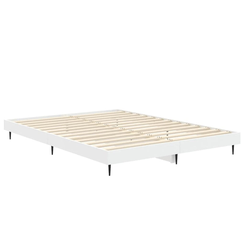 Cadru de pat, alb ,135x190 cm, lemn prelucrat
