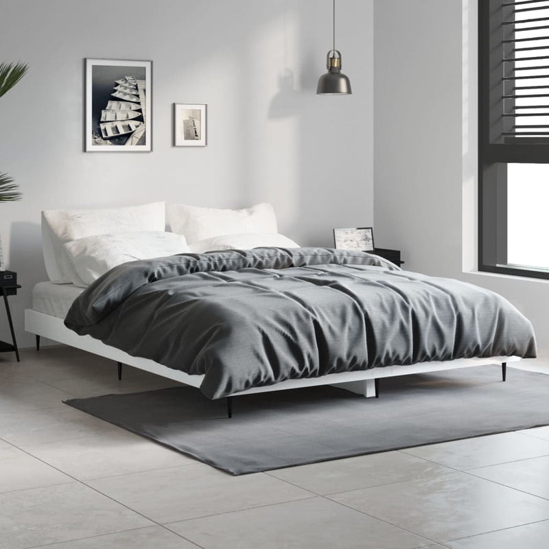Cadru de pat, alb ,135x190 cm, lemn prelucrat