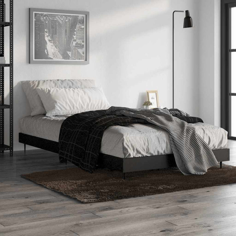Cadru de pat, negru, 90x190 cm, lemn prelucrat