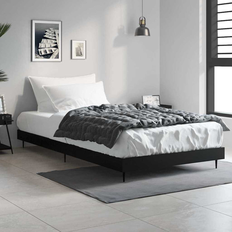Cadru de pat, negru, 90x190 cm, lemn prelucrat