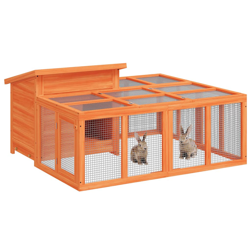 Cușcă pentru iepuri maro 144x123x67,5 cm din lemn masiv de pin