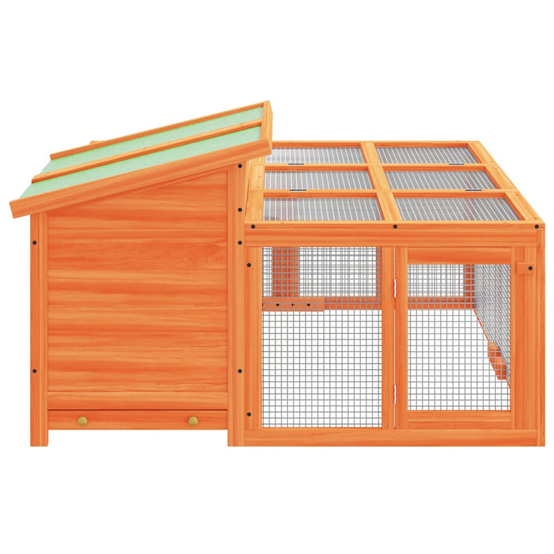 Cușcă pentru iepuri maro 144x123x67,5 cm din lemn masiv de pin