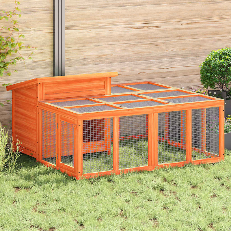Cușcă pentru iepuri maro 144x123x67,5 cm din lemn masiv de pin