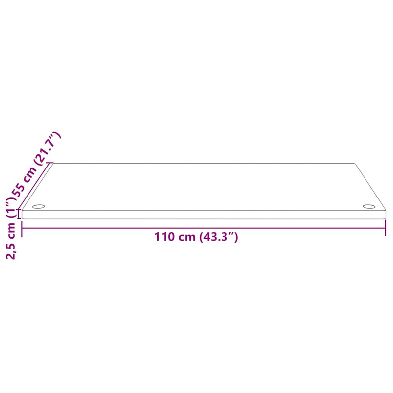 Blat de birou, 110x55x2,5 cm, lemn masiv de pin