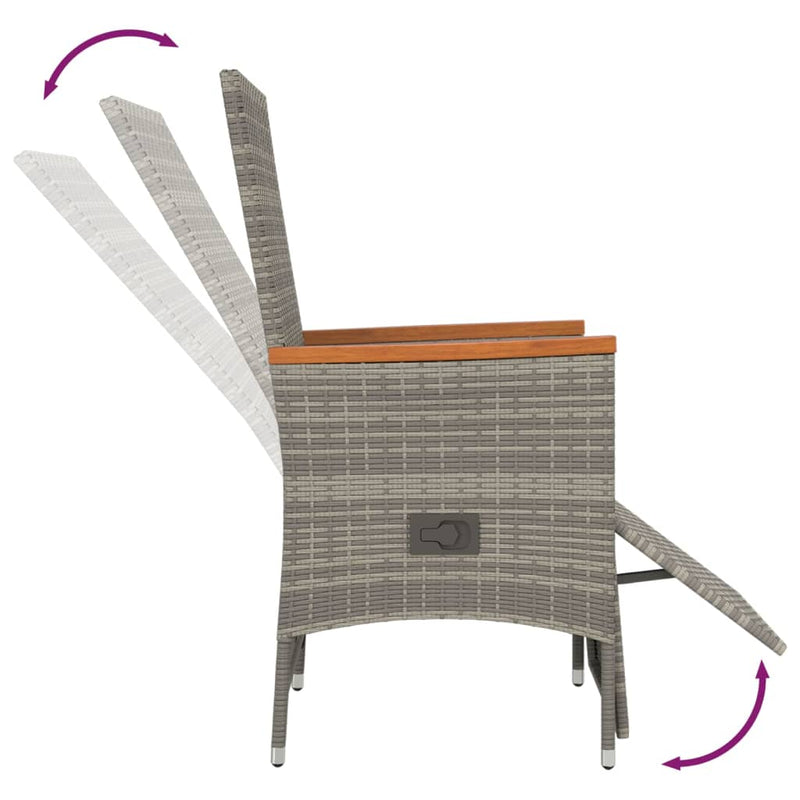 Set mobilier grădină cu perne, 9 piese, gri, poliratan